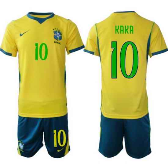 Youth Brazil 2026 FIFA World Cup Yellow Home Soccer Jersey KAKA #10 Green